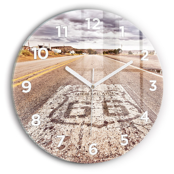 Round glass clock Route 66 USA