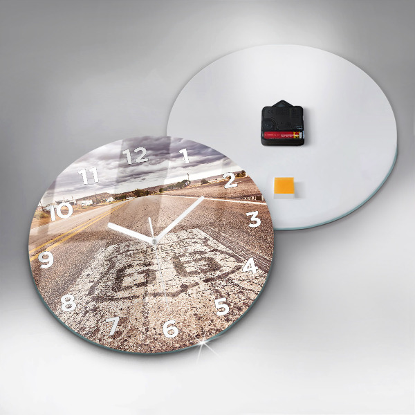 Round glass clock Route 66 USA