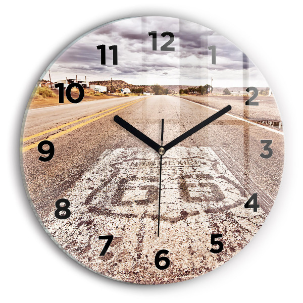 Round glass clock Route 66 USA