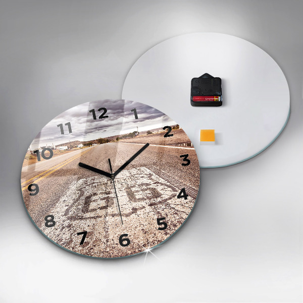 Round glass clock Route 66 USA