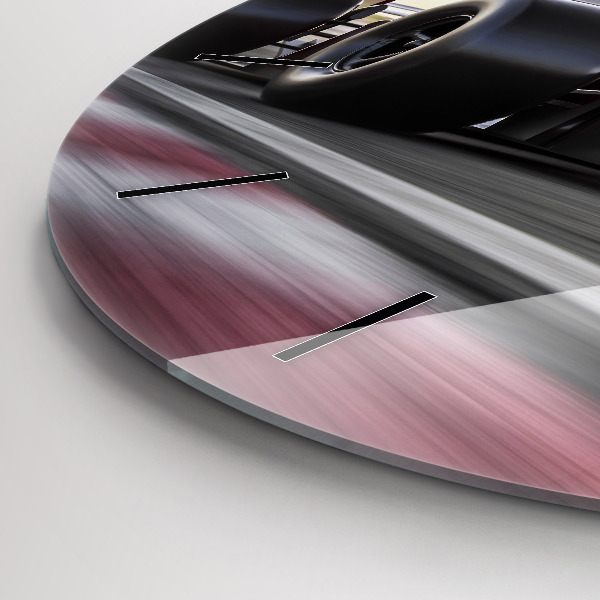 Round glass clock Sports racing car