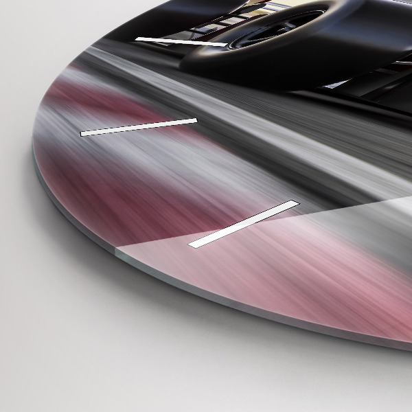 Round glass clock Sports racing car