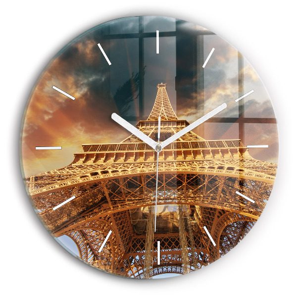 Round glass clock Eiffel Tower