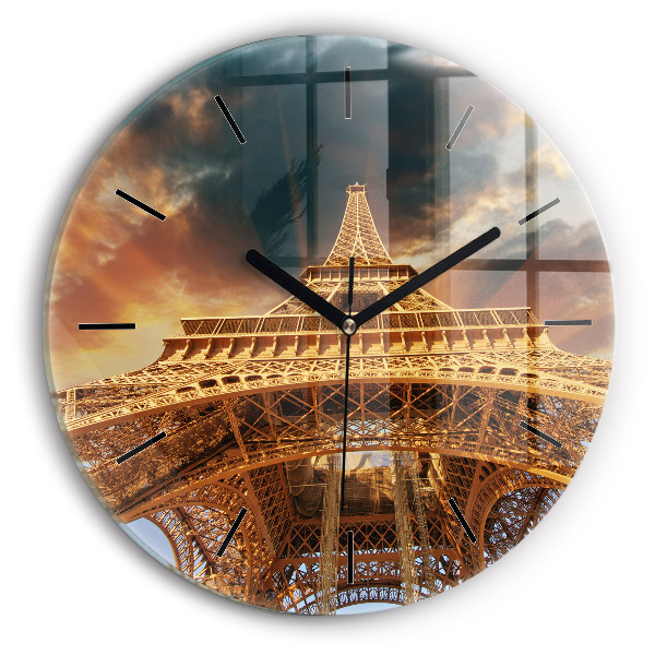 Round glass clock Eiffel Tower