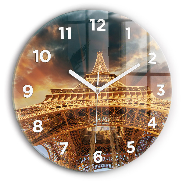 Round glass clock Eiffel Tower