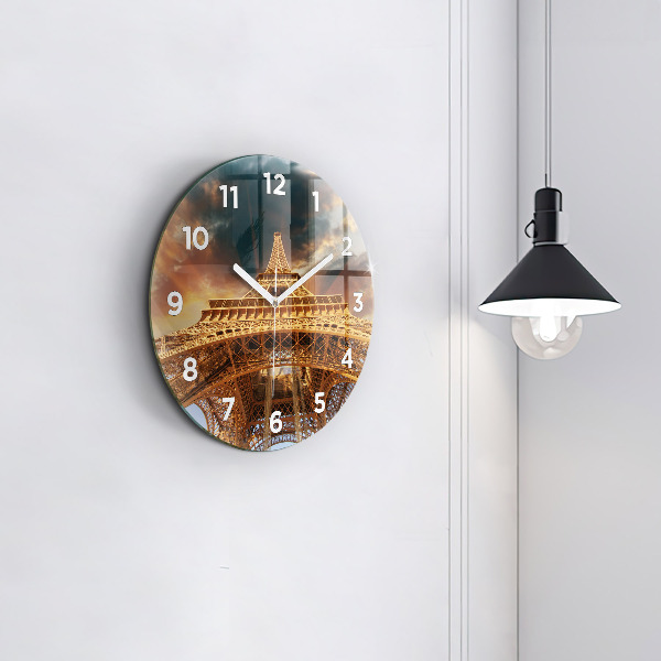 Round glass clock Eiffel Tower