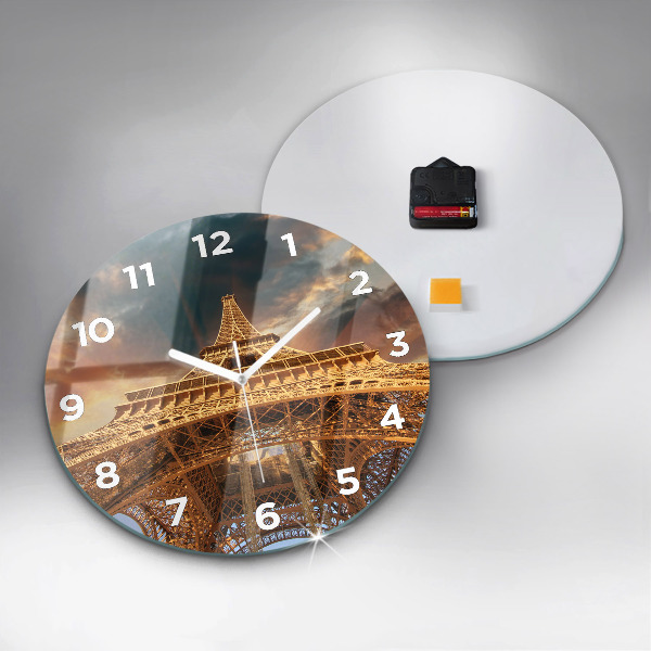 Round glass clock Eiffel Tower