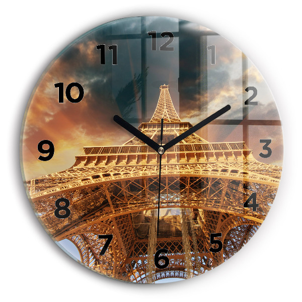 Round glass clock Eiffel Tower