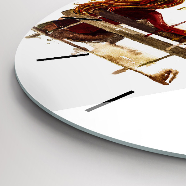Round glass clock Autumn Landscape