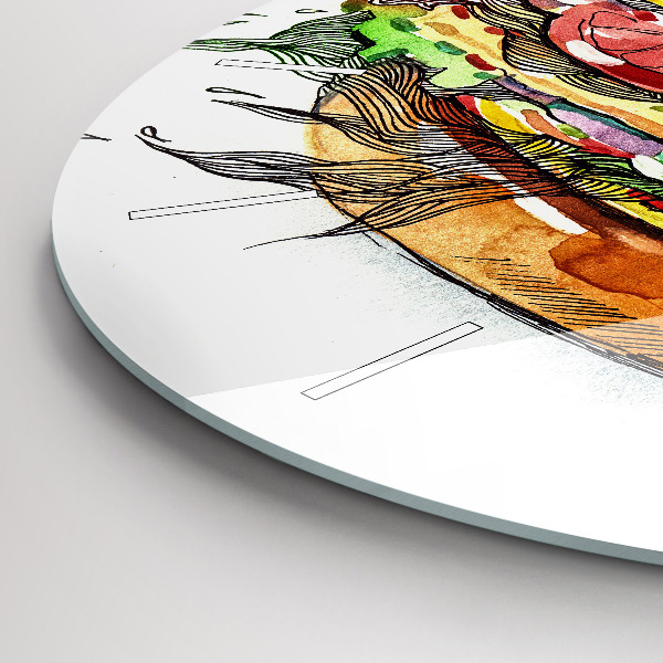 Round glass clock XXL Cheese Burger