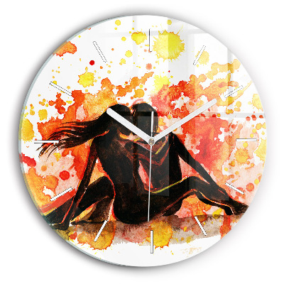 Round glass clock Love and a couple in love