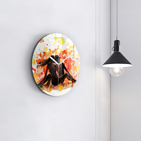 Round glass clock Love and a couple in love