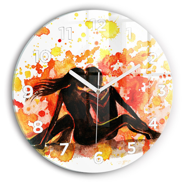 Round glass clock Love and a couple in love