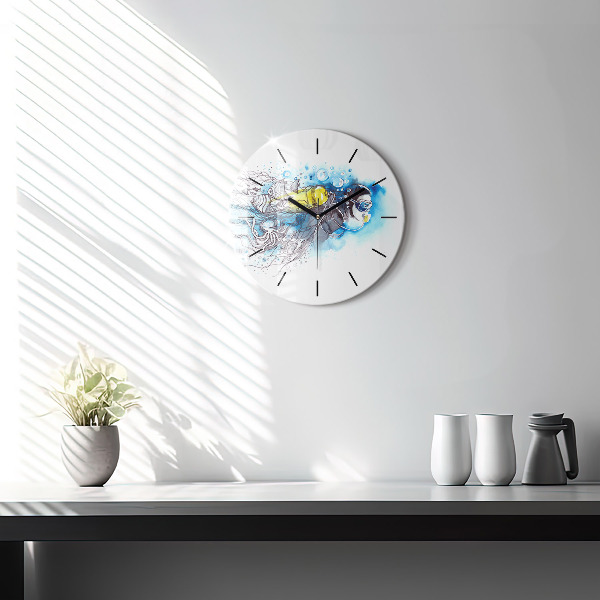 Round glass clock Underwater fish life