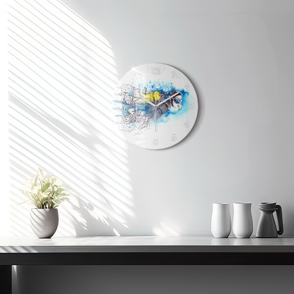 Round glass clock Underwater fish life