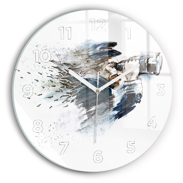 Round glass clock Captain with binoculars