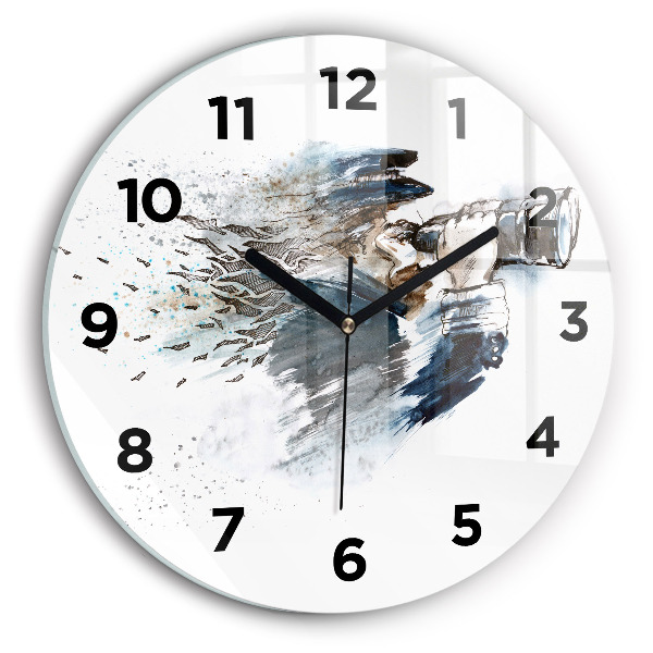 Round glass clock Captain with binoculars