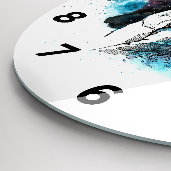 Round glass clock Astronaut abstraction