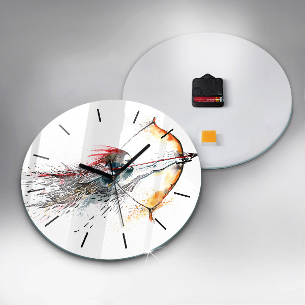 Round glass clock A warrior on the hunt