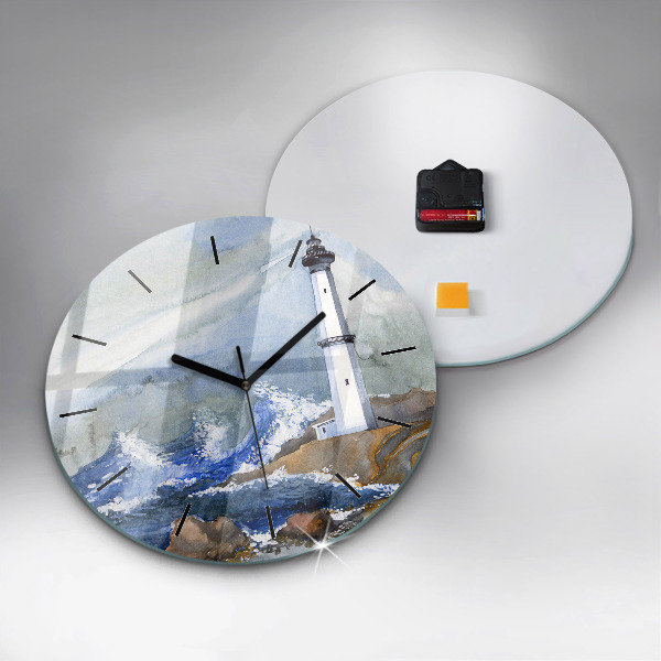 Round glass clock The sea and the lighthouse