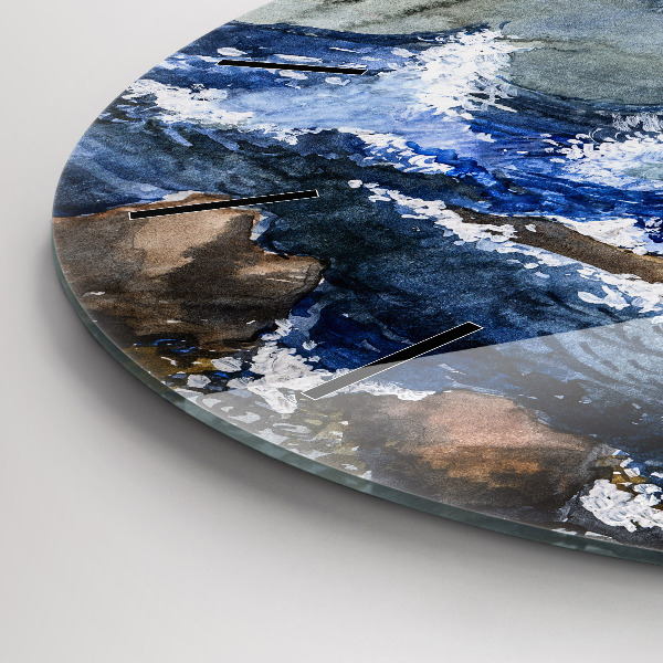 Round glass clock The sea and the lighthouse