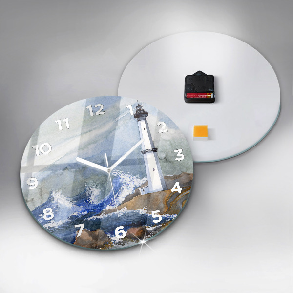 Round glass clock The sea and the lighthouse