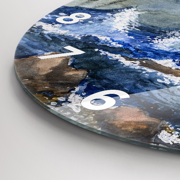 Round glass clock The sea and the lighthouse
