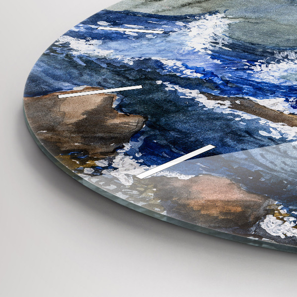 Round glass clock The sea and the lighthouse