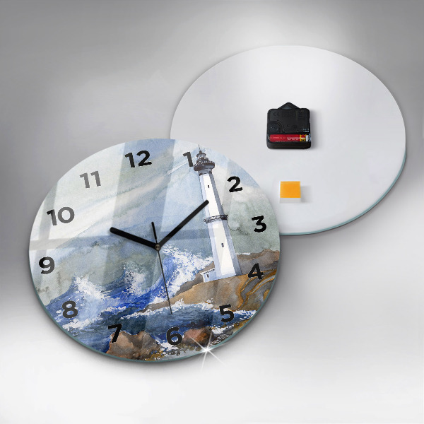 Round glass clock The sea and the lighthouse