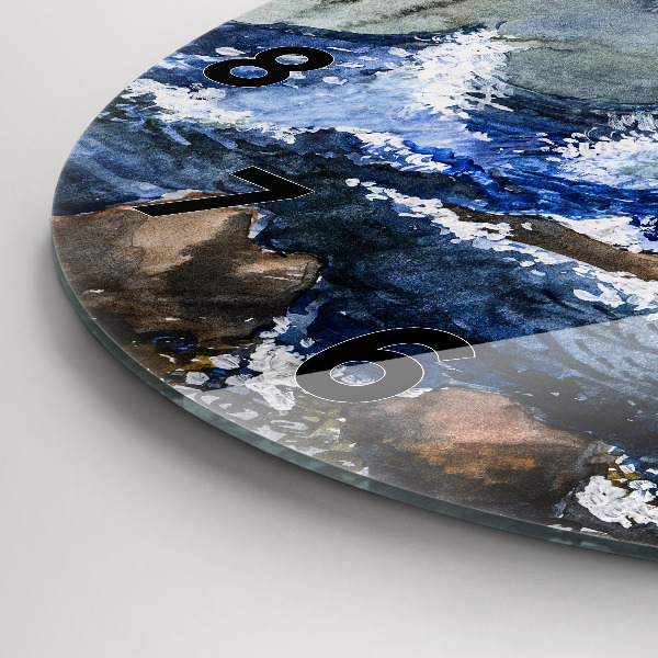 Round glass clock The sea and the lighthouse