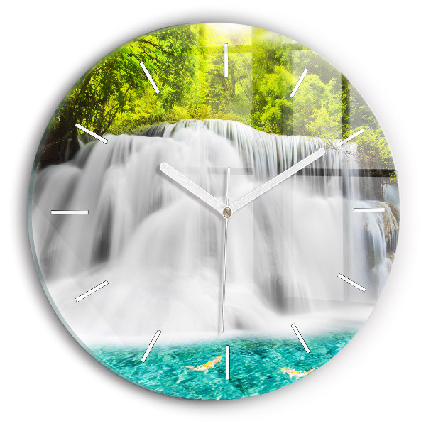 Round glass clock Waterfall in Thailand
