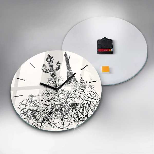 Round glass clock Cycling race drawing