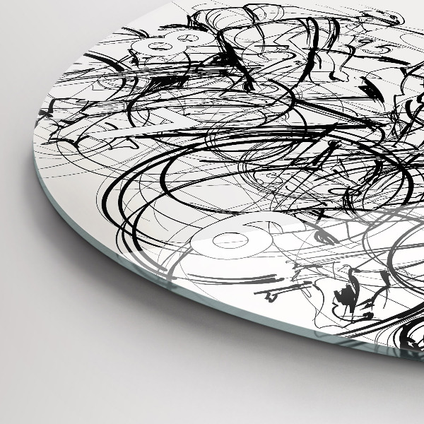Round glass clock Cycling race drawing