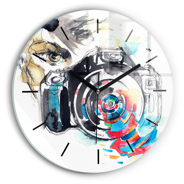 Round glass clock Woman photographer