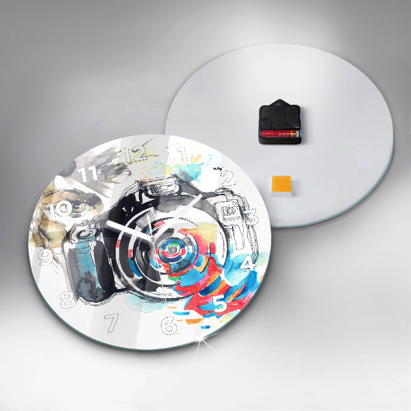 Round glass clock Woman photographer