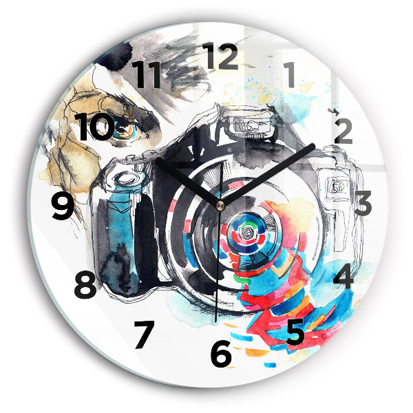 Round glass clock Woman photographer