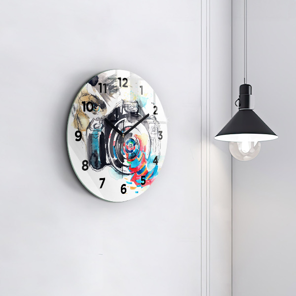 Round glass clock Woman photographer