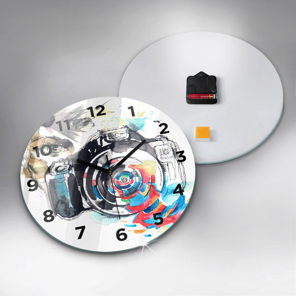 Round glass clock Woman photographer