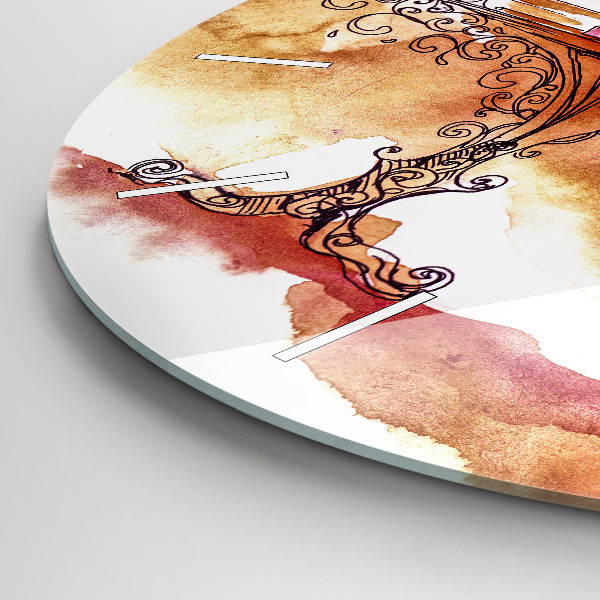 Round glass clock Woman drinking tea
