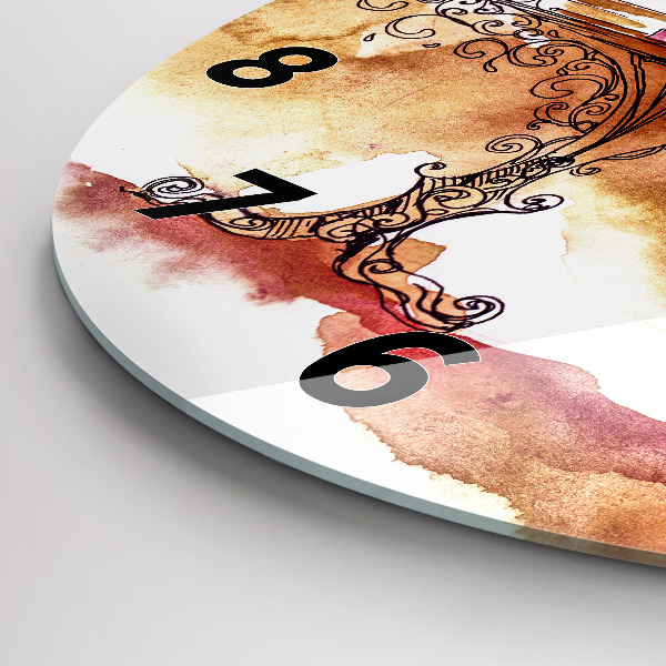 Round glass clock Woman drinking tea