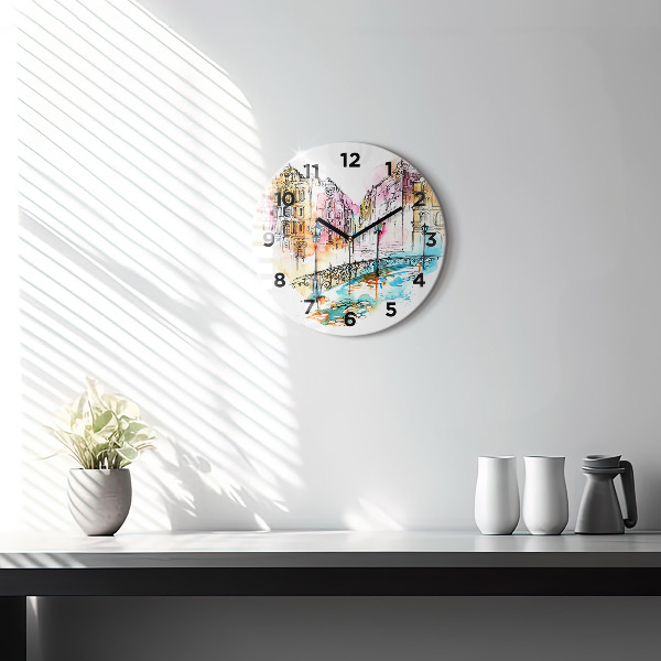 Round glass clock Painted Architecture