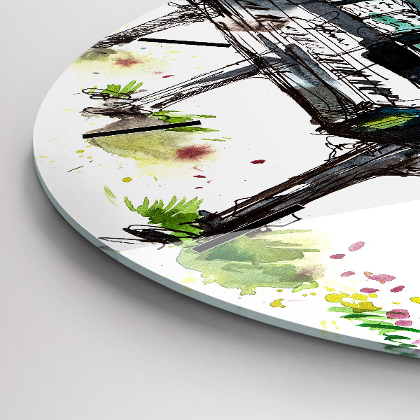 Round glass clock Illustration 4 Seasons