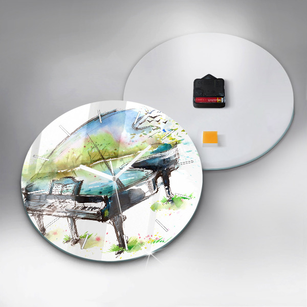 Round glass clock Illustration 4 Seasons