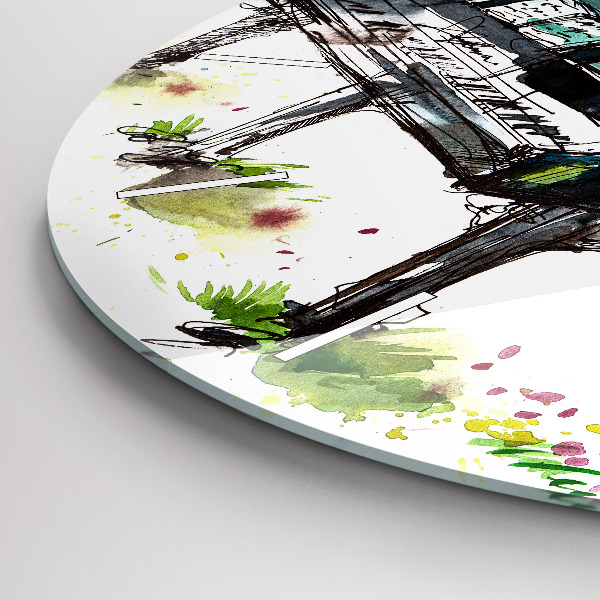 Round glass clock Illustration 4 Seasons