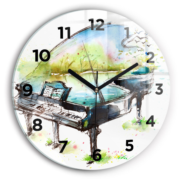 Round glass clock Illustration 4 Seasons