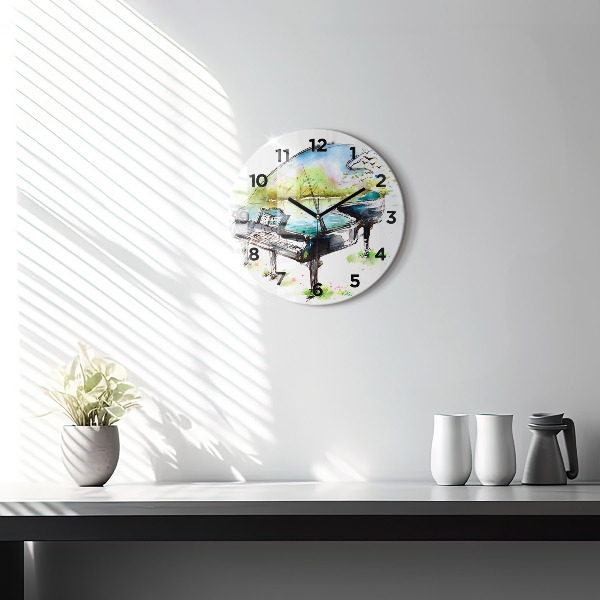 Round glass clock Illustration 4 Seasons
