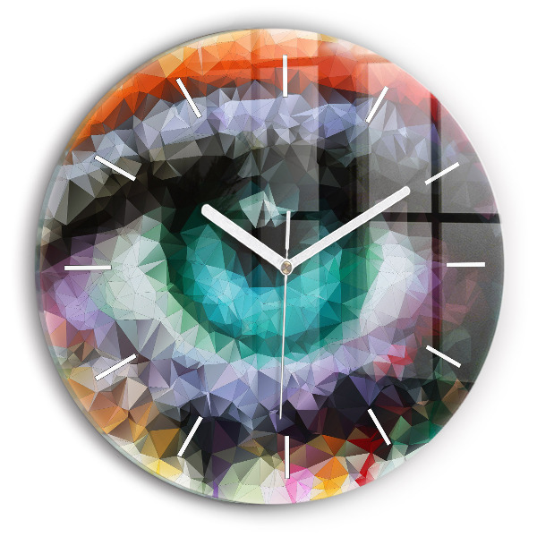 Round glass clock Colorful human eye