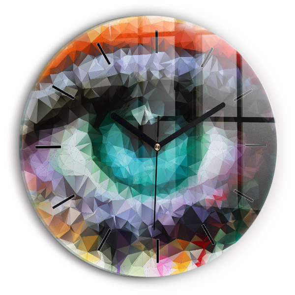 Round glass clock Colorful human eye