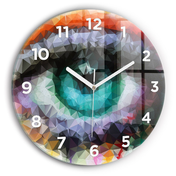 Round glass clock Colorful human eye