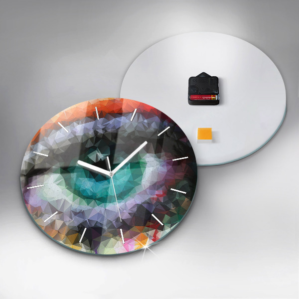 Round glass clock Colorful human eye